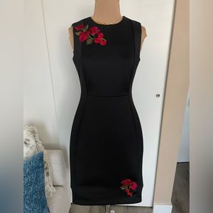 Calvin Klein black dress with flower embroidered design